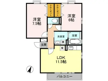 リビングタウン双葉B(2LDK/3階)の間取り写真
