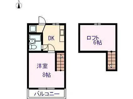 ローゼンクローネ(1K/2階)の間取り写真