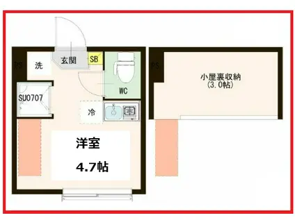 アヴァンド北千住(ワンルーム/1階)の間取り写真