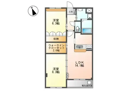 フレアマンションII(2LDK/1階)の間取り写真