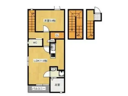 CUBIO MIZUE(1LDK/3階)の間取り写真