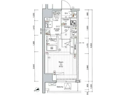 PREMIUM CUBE 品川戸越MO(1K/8階)の間取り写真
