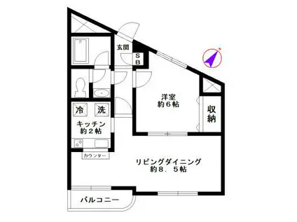 ベルマーレ学芸大(1LDK/4階)の間取り写真