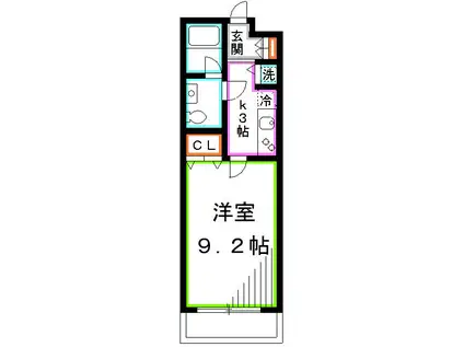 PRIMARYM(1K/2階)の間取り写真