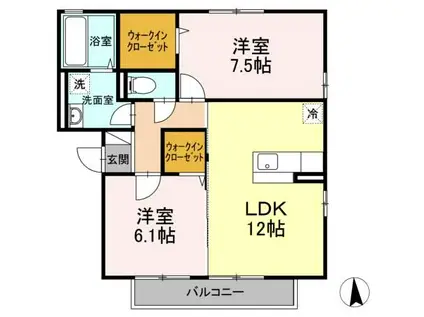 ペルラ・ENDO(2LDK/2階)の間取り写真