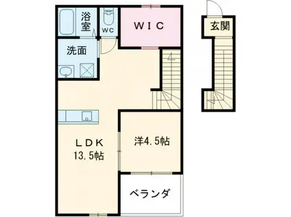 アベニール C(1LDK/2階)の間取り写真