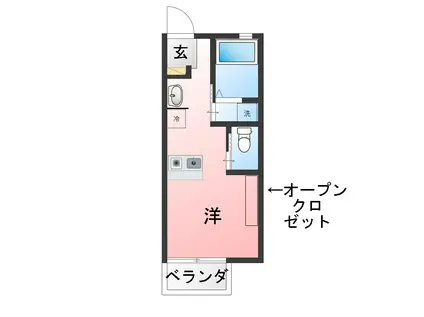 グリーンハイツB(ワンルーム/2階)の間取り写真