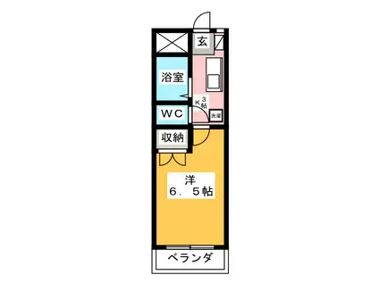 リズスクエア 中棟(1K/1階)の間取り写真