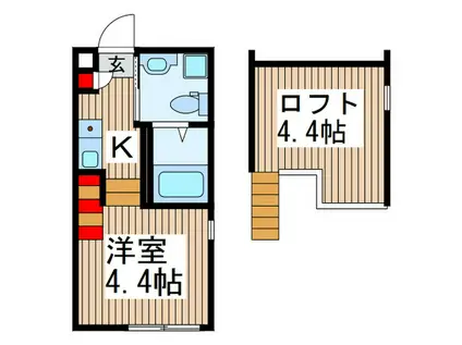 ハーモニーテラス梅田XII(1K/2階)の間取り写真