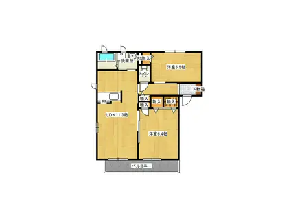 アミティハイムE棟(2LDK/2階)の間取り写真