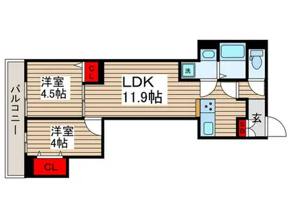 ルリアン北小岩II(2LDK/3階)の間取り写真