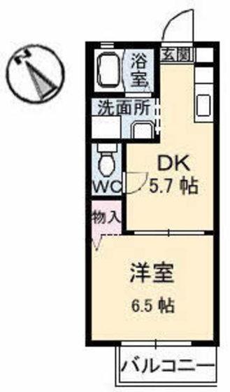 フローラルS(1DK/2階)の間取り写真