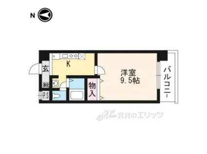 ハウスセゾン四条通(1K/2階)の間取り写真