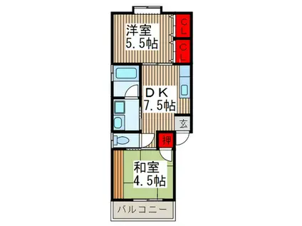 コーポ 龍宝(2DK/2階)の間取り写真