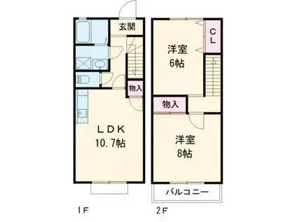 ポピュレール(2LDK/1階)の間取り写真