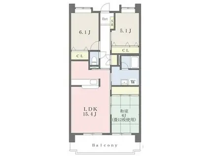 ファスティーナ植田(3LDK/5階)の間取り写真