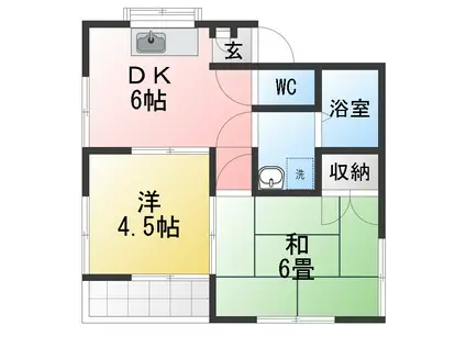 コーポ・グリーンPII(2DK/2階)の間取り写真