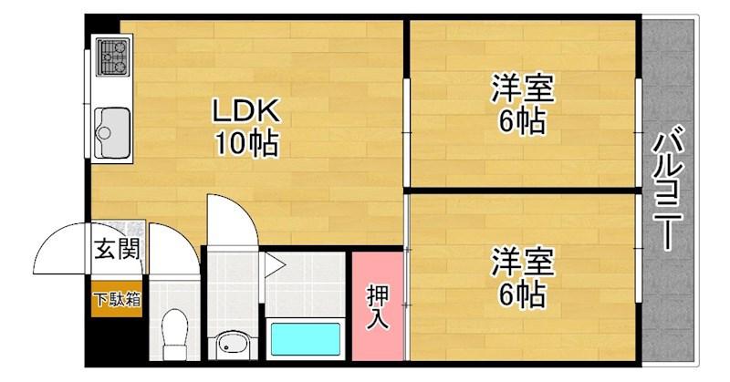 第二ミハマハイツ(2LDK/1階)の間取り写真