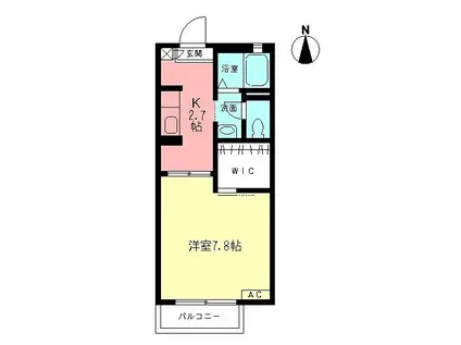 ウイルコート(1K/2階)の間取り写真