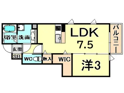 マイディアライフ七松II(1LDK/1階)の間取り写真