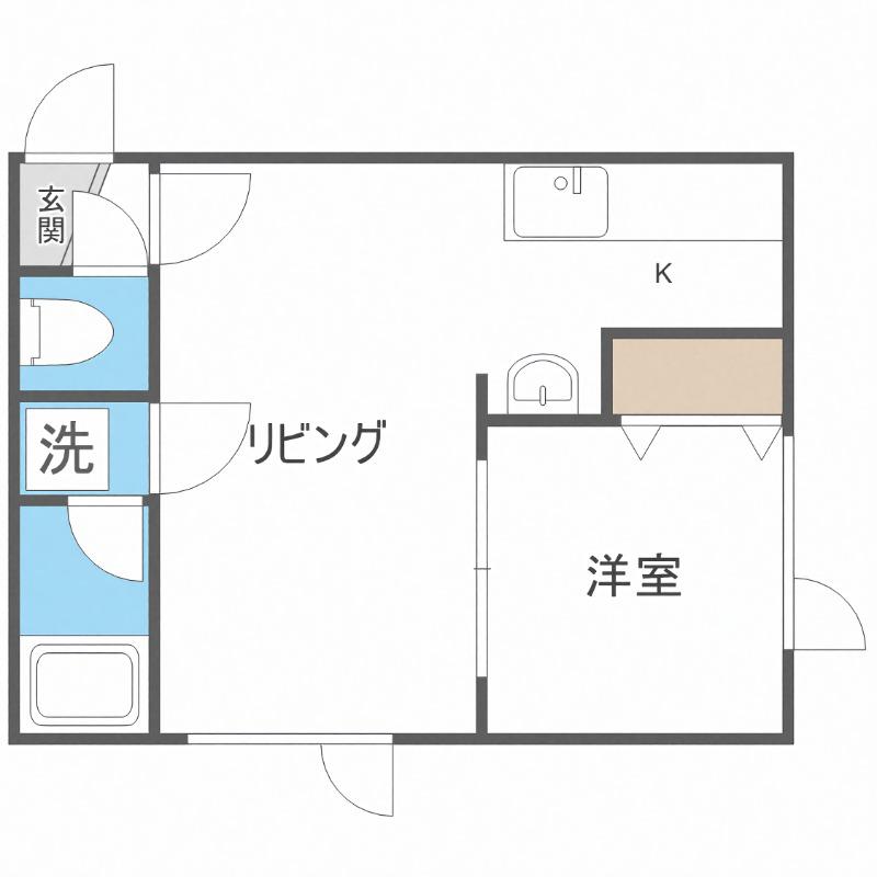 アークコート豊平III(1LDK/2階)の間取り写真