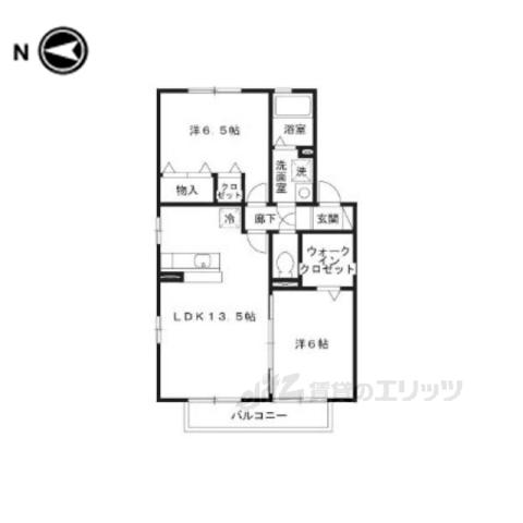 コート宮ノ下(2LDK/1階)の間取り写真