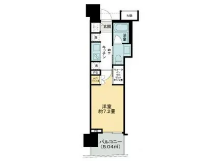 リビオレゾン神楽坂NUX(1K/4階)の間取り写真