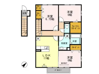 グリーンフィールド C(3LDK/2階)の間取り写真