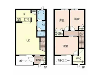 モンテローザ(3LDK/1階)の間取り写真