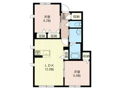 ジャルディーノII(2LDK/1階)の間取り写真