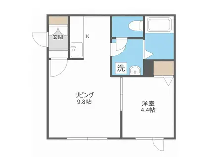 ノーザン・ライトB(1LDK/2階)の間取り写真