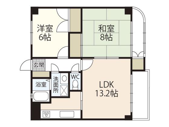 メリベール永田(2LDK/4階)の間取り写真