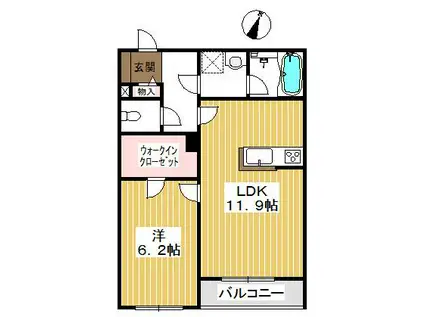 LE CIEL BLEU(1LDK/2階)の間取り写真