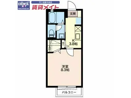 グランドゥール派(1K/1階)の間取り写真