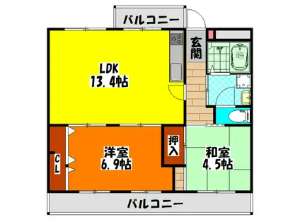 エルセレーノ古川橋(2LDK/3階)の間取り写真
