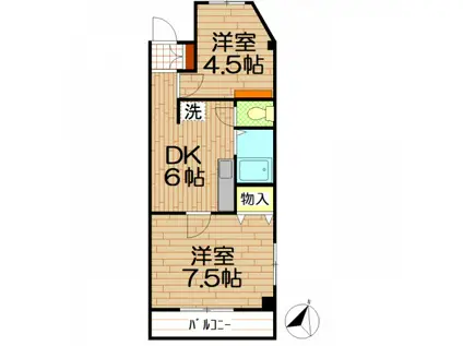 パールハイムわらび(2DK/3階)の間取り写真