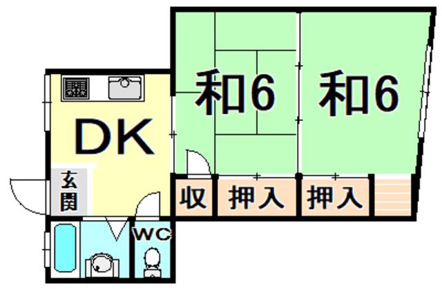 新立花ビル(2DK/5階)の間取り写真