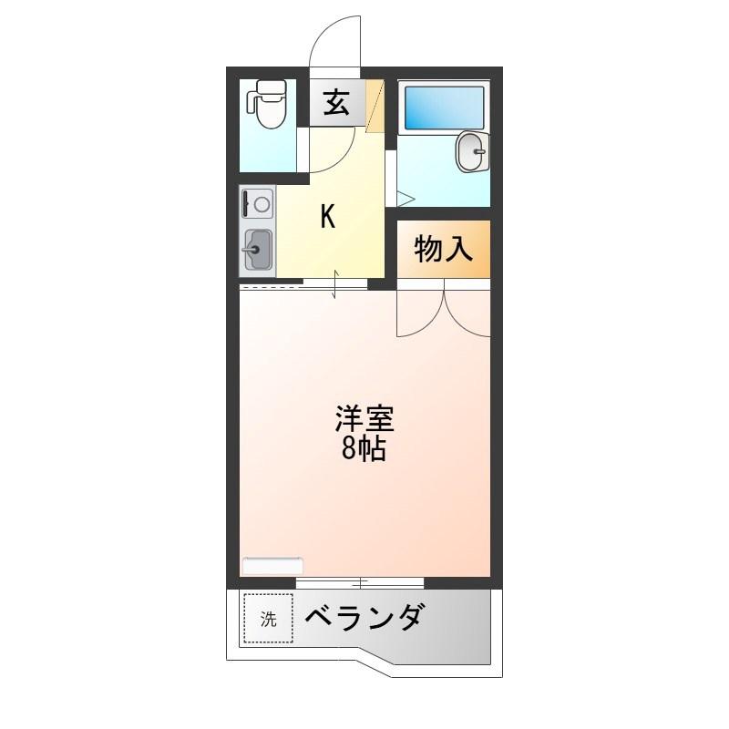 峰ヶ丘ハイツ(1K/3階)の間取り写真