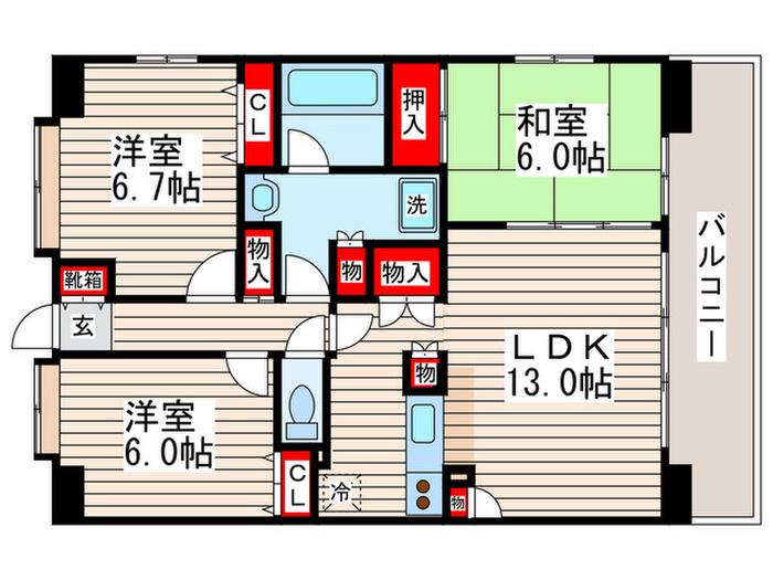 CITY SPIRE西葛西(3LDK/4階)の間取り写真