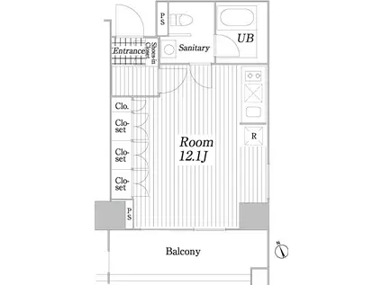 COURT HILLS 広尾南(ワンルーム/11階)の間取り写真