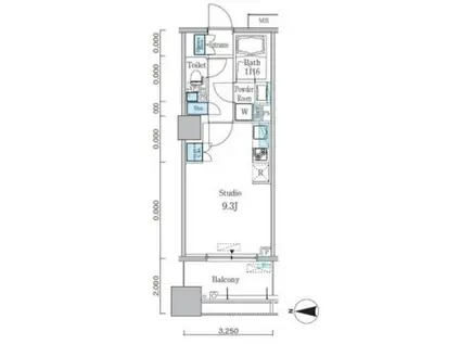 パークキューブ亀戸(ワンルーム/13階)の間取り写真