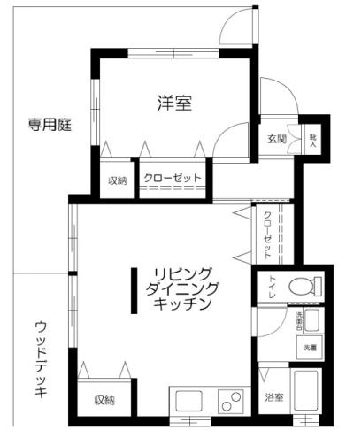 ルア浜田山(1LDK/1階)の間取り写真