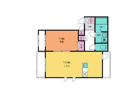 アーバン・フォルム新牧野(1LDK/1階)の間取り写真