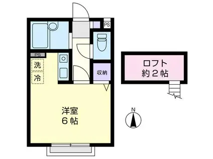 ハウスK(1K/2階)の間取り写真