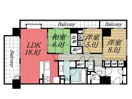 佐倉ステーションゲートサウスウィング(3LDK/3階)の間取り写真
