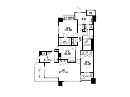 エルパークスクエア京都鴨川(3LDK/6階)の間取り写真