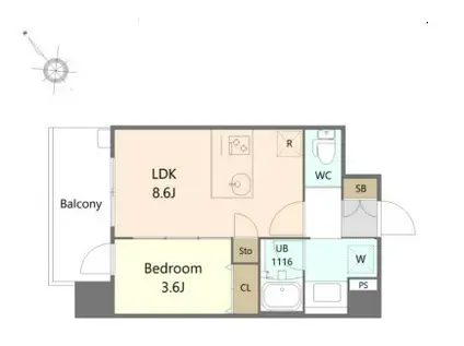 リーフル博多(1LDK/7階)の間取り写真