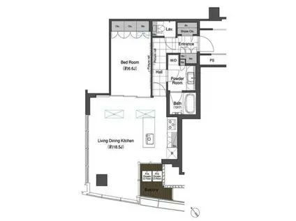 スカイハウス浜離宮(1LDK/19階)の間取り写真