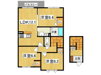 プラン・ド・エストB(3LDK/2階)の間取り写真