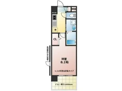 エーテル(1K/4階)の間取り写真